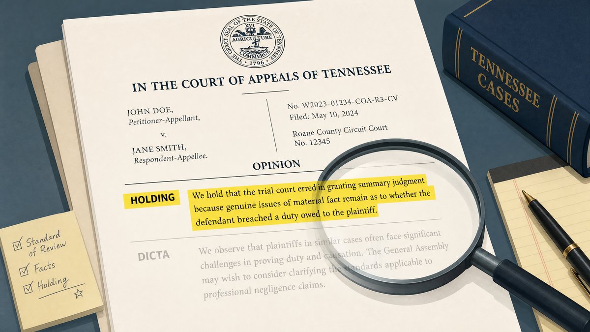 Reading a Tennessee Appellate Opinion: Holding, Dicta, and Procedural Posture