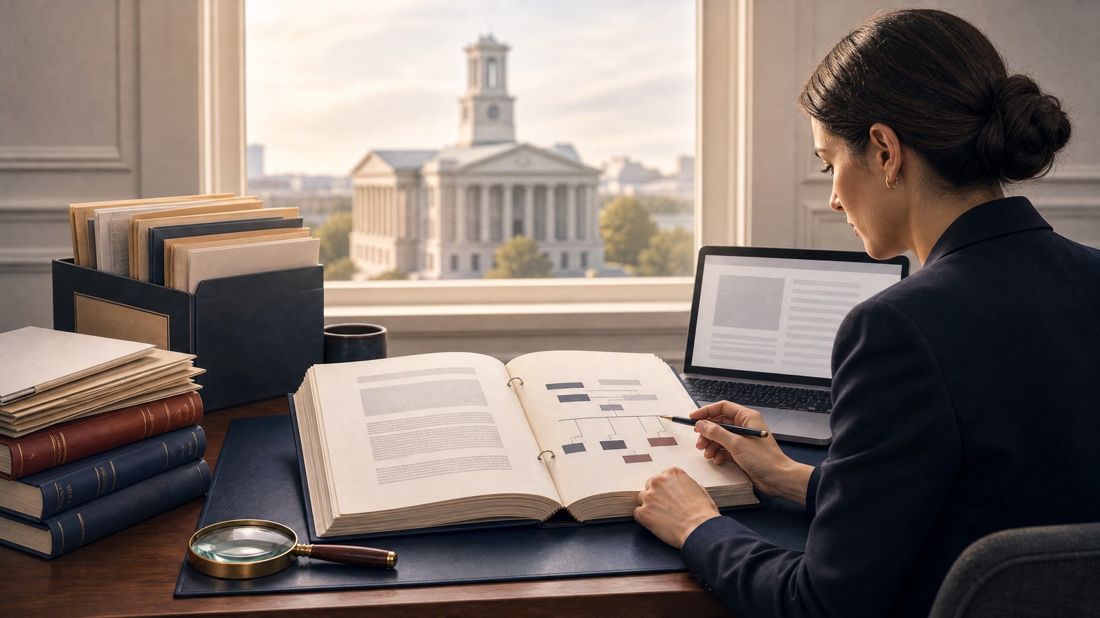 A researcher compares a Tennessee appellate opinion with a procedural-history timeline and public case materials.