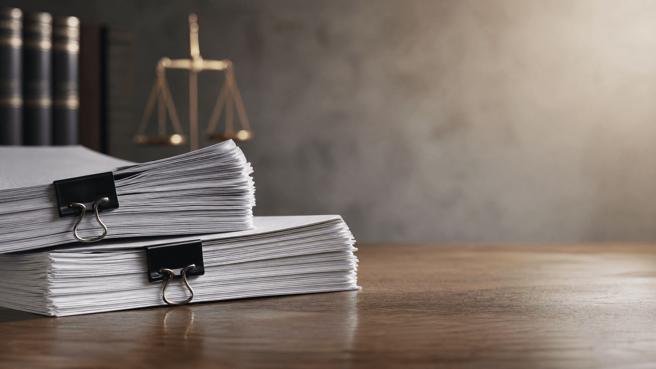 Two stacked legal briefs, symbolizing motions and responses in civil litigation.