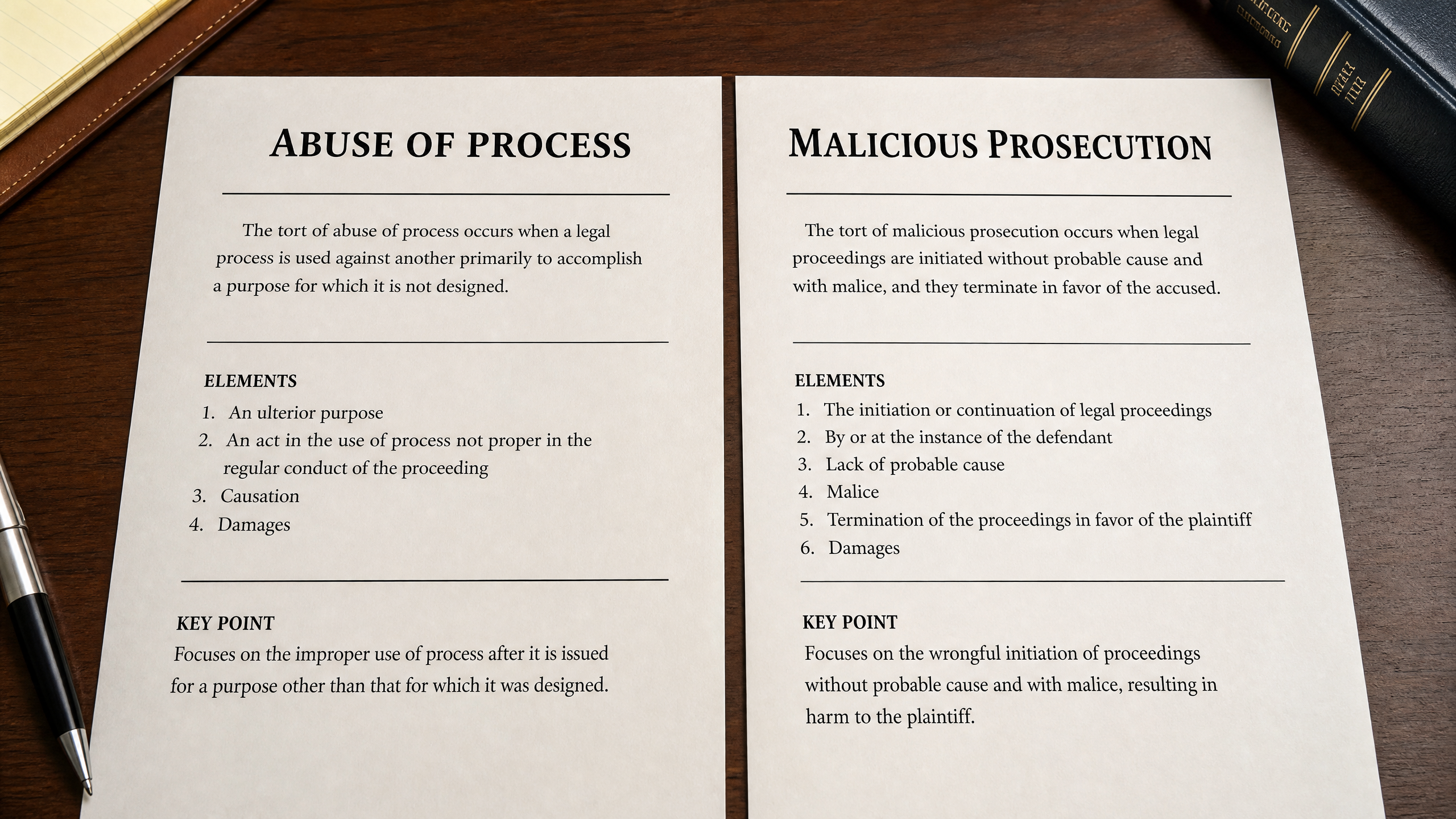 Two distinct legal documents side by side, symbolizing the difference between two civil claims.