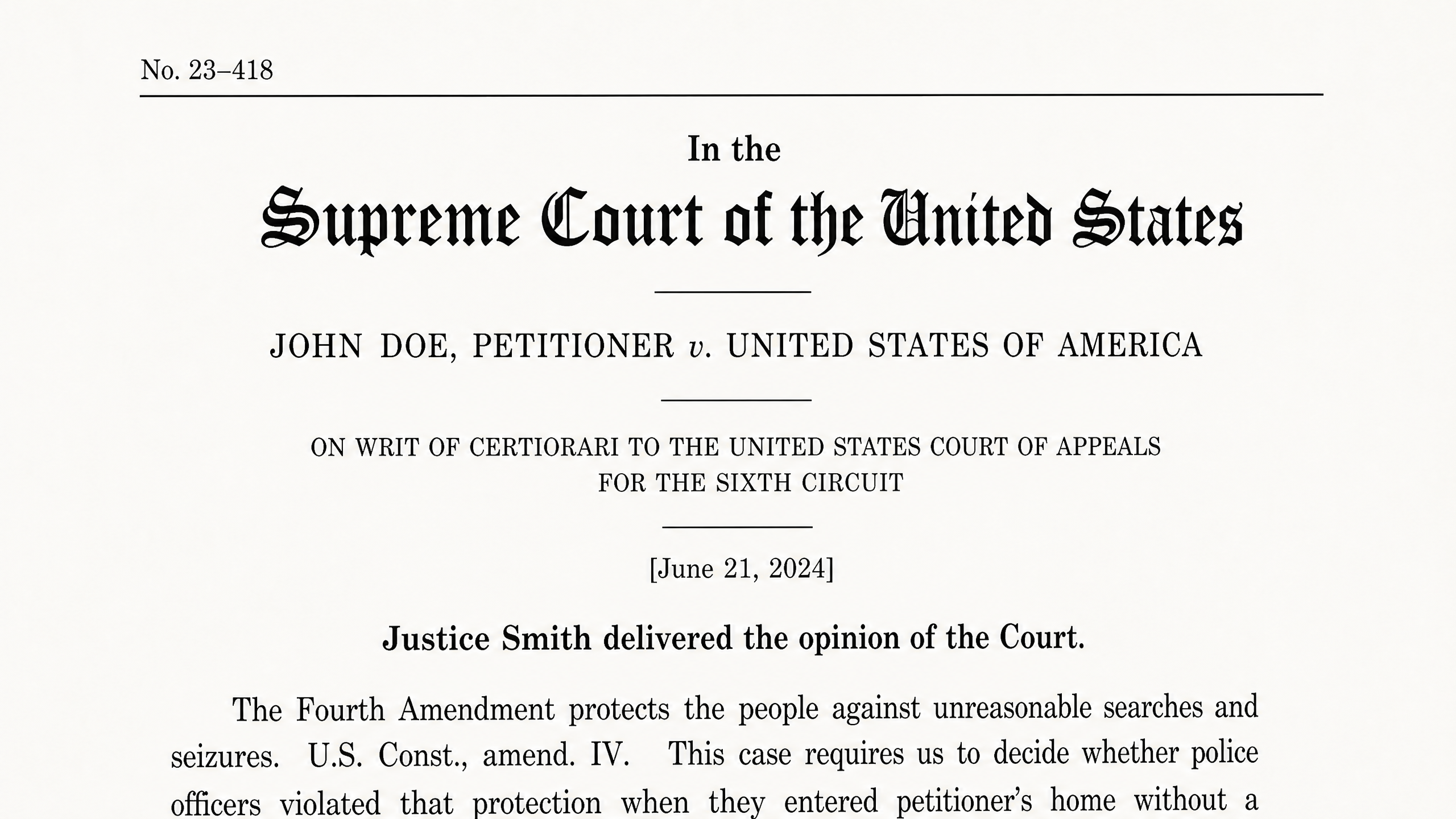 The top half of a formal legal opinion document, symbolizing an appellate court header.