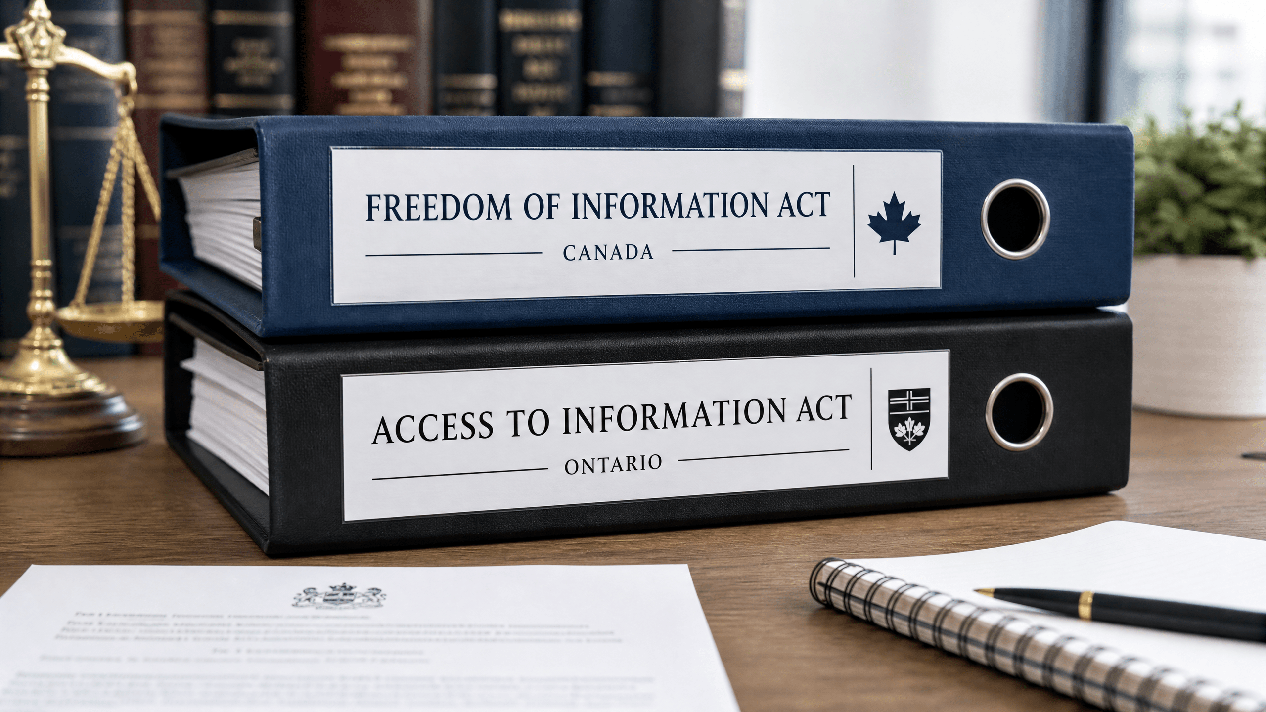 Two frameworks for access Two distinct legal binders, illustrating the two main frameworks that govern access to records.