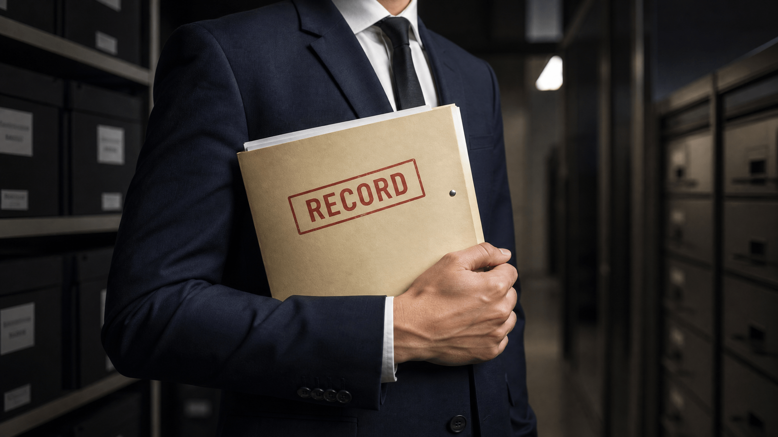 Who holds the record A person holding a file folder, symbolizing the question of who holds the record.