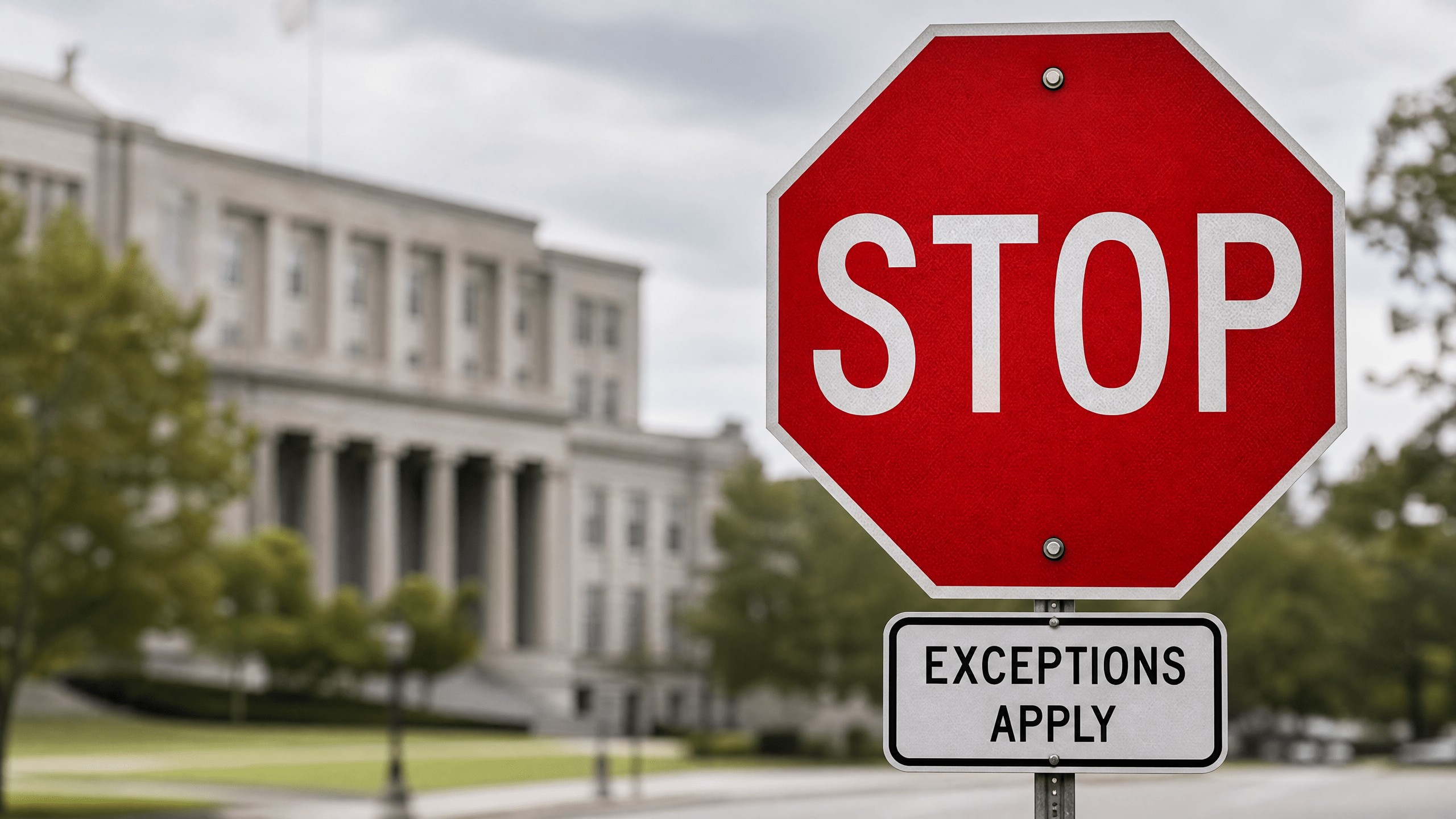 Common limits and exemptions A red stop sign, symbolizing common limits and exemptions to records access.