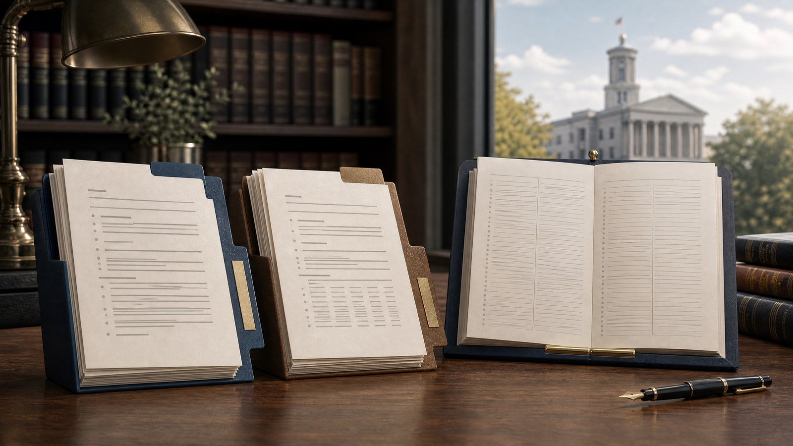 A chronological Tennessee case-file archive with two case folders and a docket timeline.